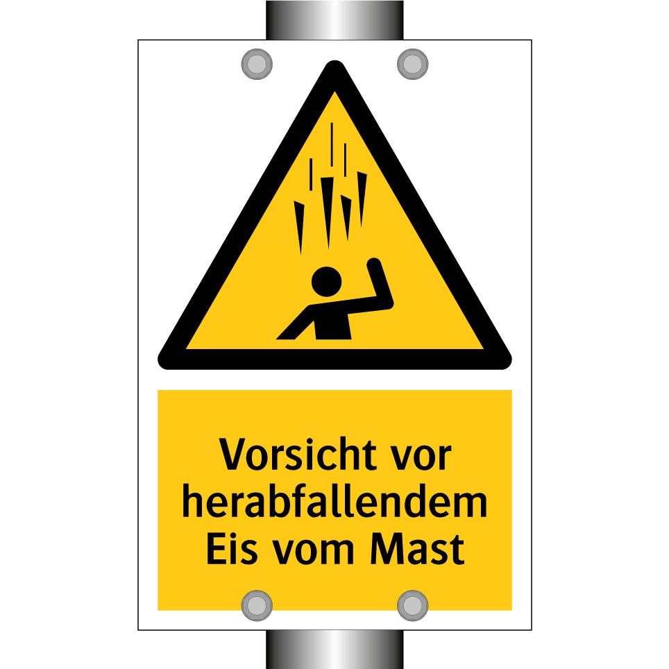 Vorsicht vor herabfallendem Eis vom Mast