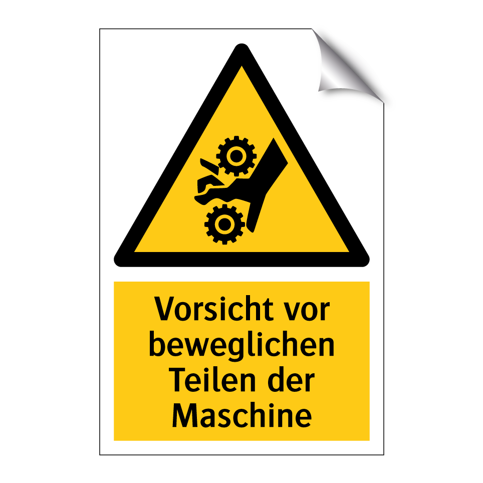 Vorsicht vor beweglichen Teilen der Maschine