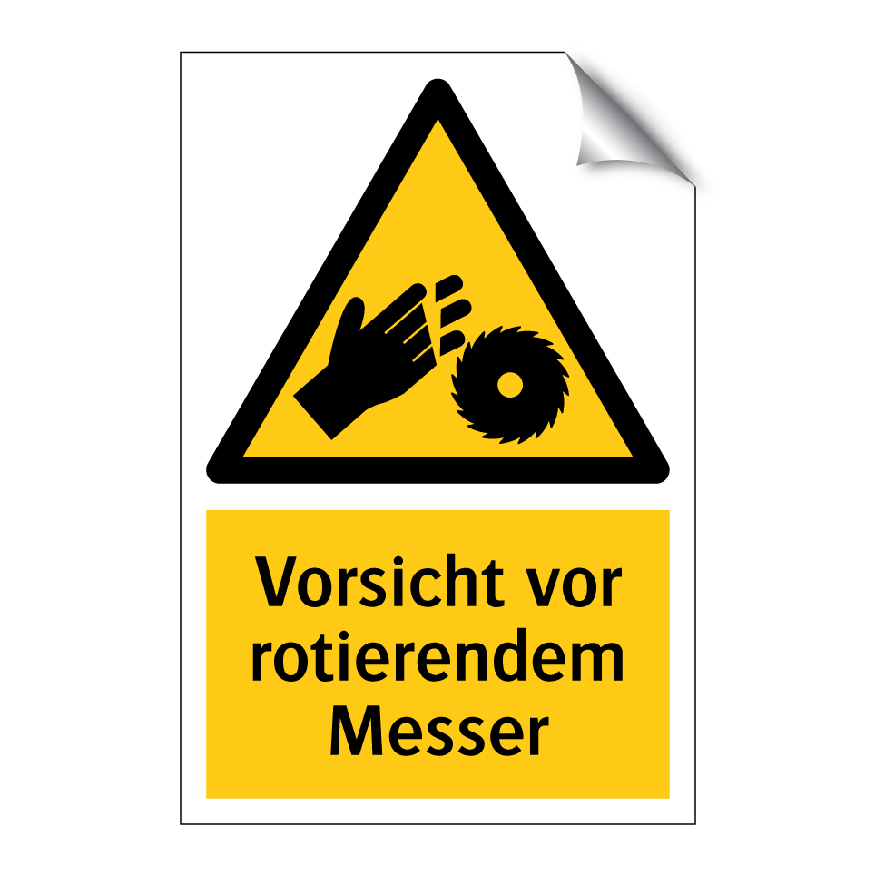 Vorsicht vor rotierendem Messer