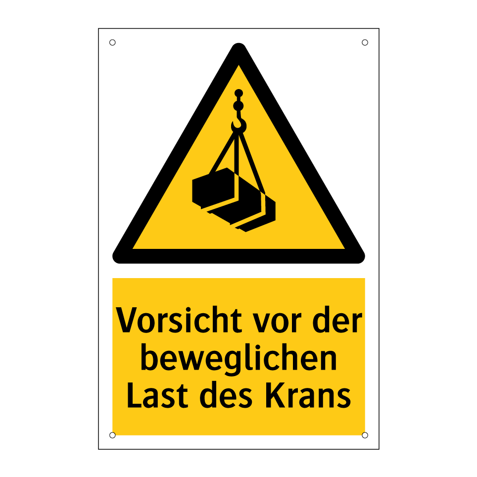 Vorsicht vor der beweglichen Last des Krans