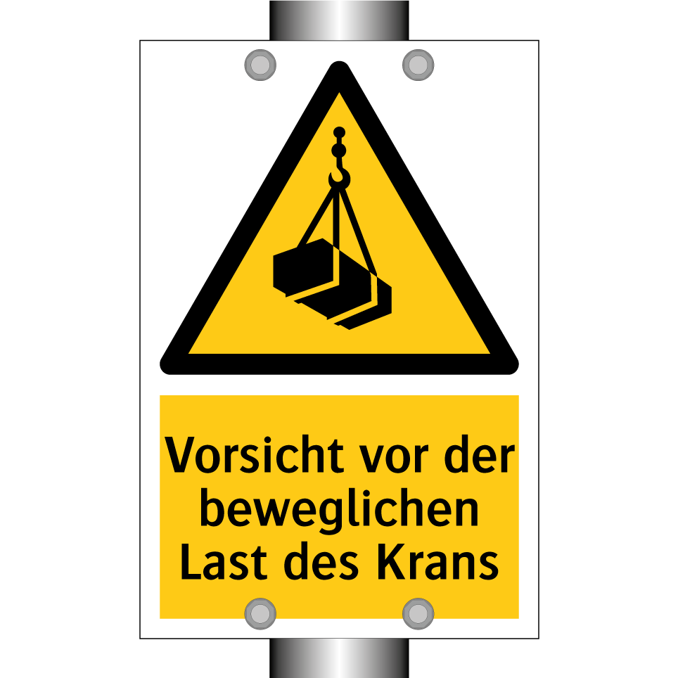 Vorsicht vor der beweglichen Last des Krans