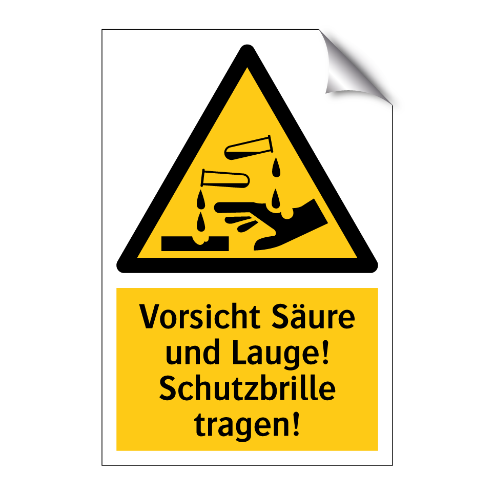 Vorsicht Säure und Lauge! Schutzbrille tragen!