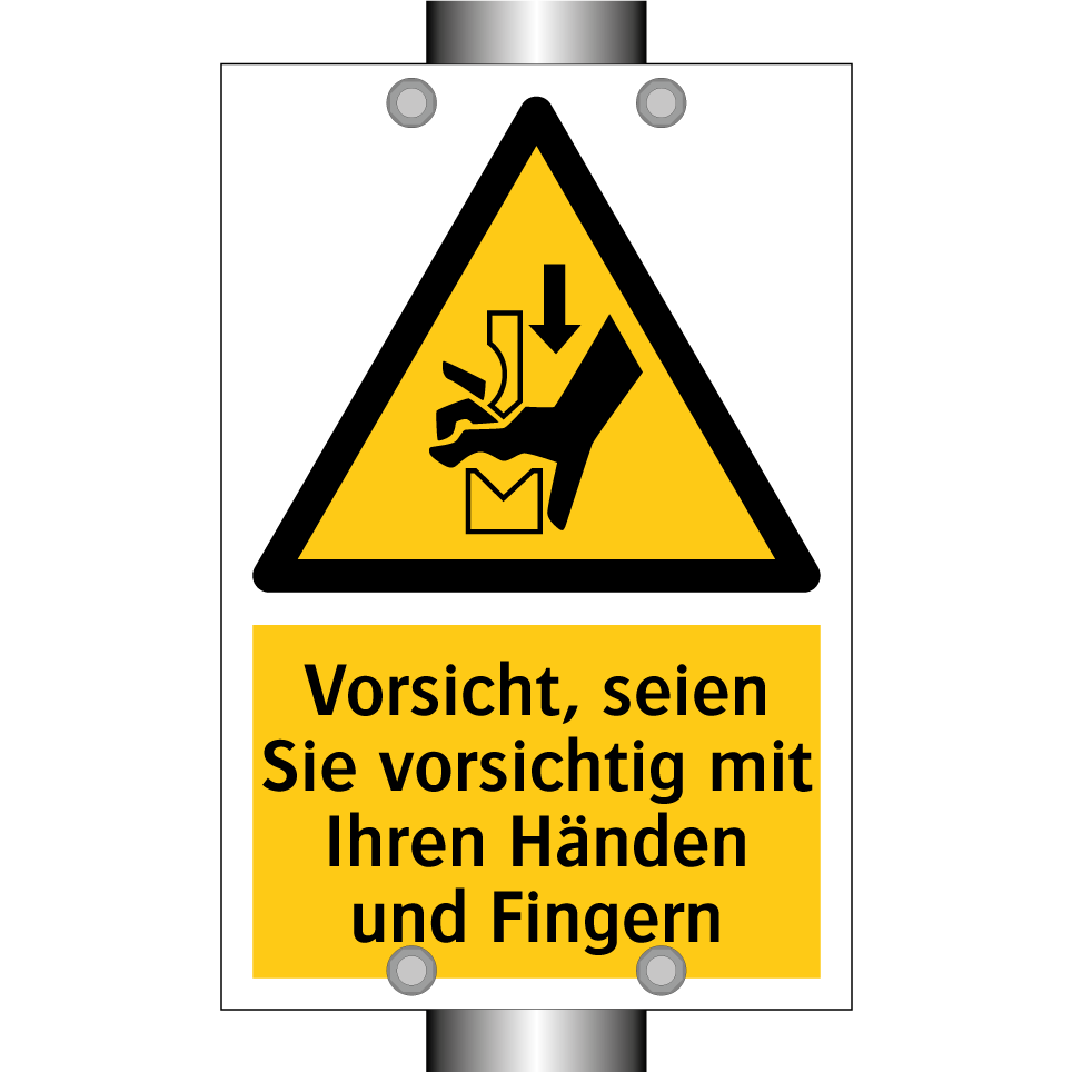 Vorsicht, seien Sie vorsichtig mit Ihren Händen und Fingern