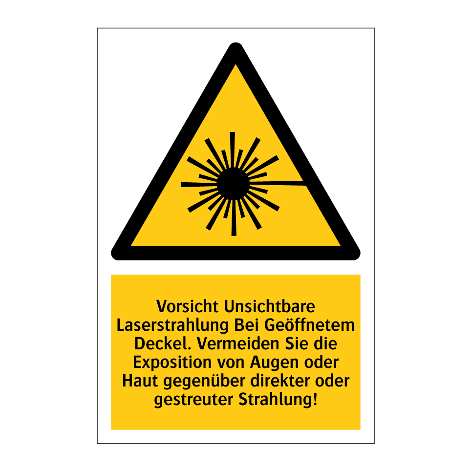 Vorsicht Unsichtbare Laserstrahlung Bei Geöffnetem Deckel. Vermeiden Sie die Exposition von Augen oder Haut gegenüber direkter oder gestreuter Strahlung!