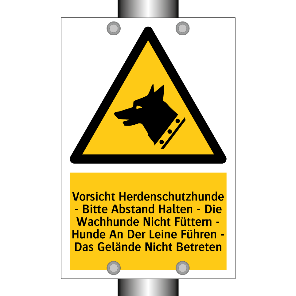 Vorsicht Herdenschutzhunde - Bitte Abstand Halten - Die Wachhunde Nicht Füttern - Hunde An Der Leine Führen - Das Gelände Nicht Betreten