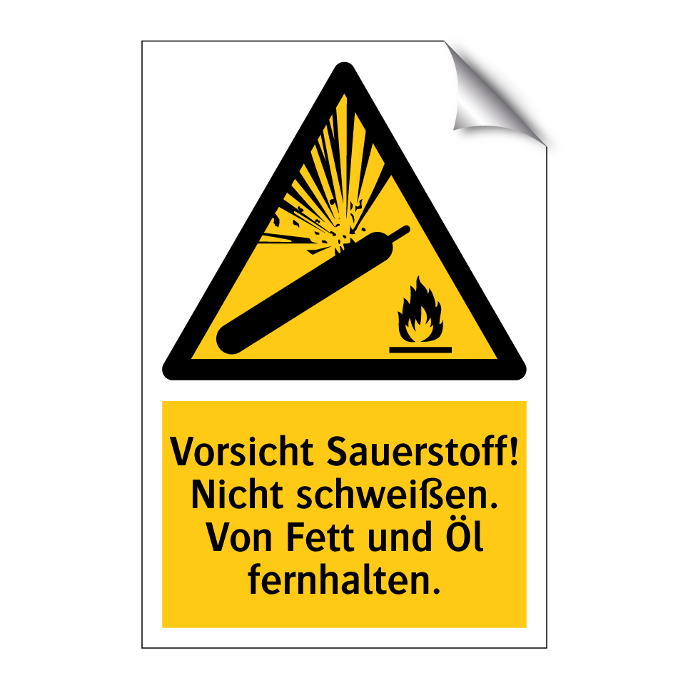 Vorsicht Sauerstoff! Nicht schweißen. Von Fett und Öl fernhalten.
