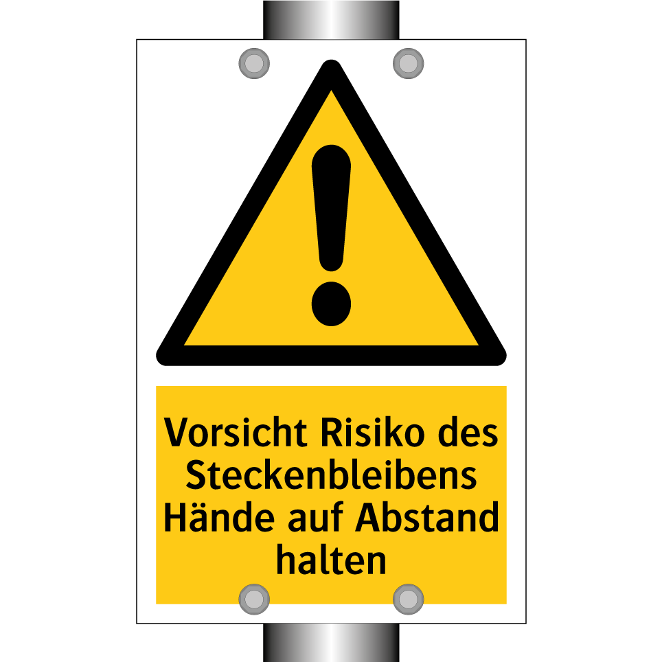 Vorsicht Risiko des Steckenbleibens Hände auf Abstand halten