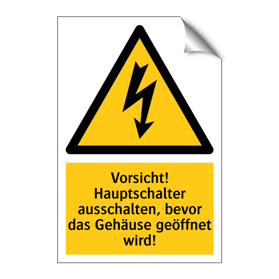 Vorsicht! Hauptschalter ausschalten, bevor das Gehäuse geöffnet wird!