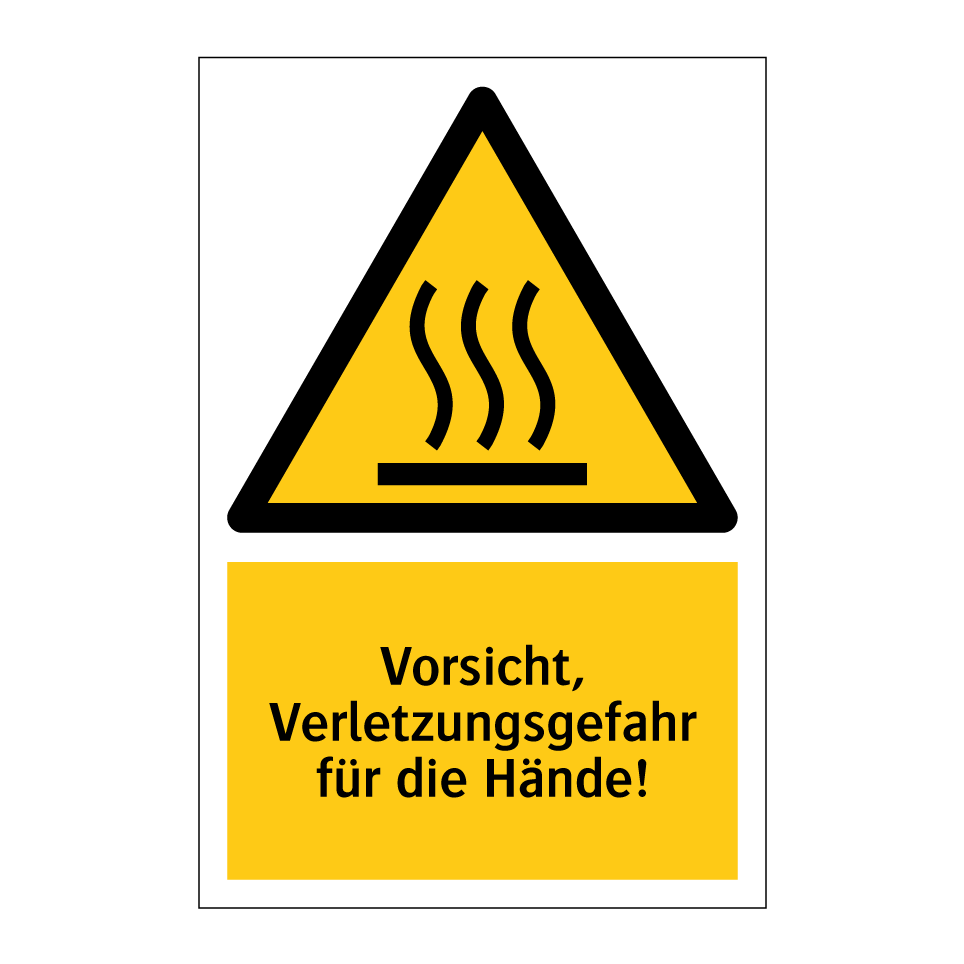 Vorsicht, Verletzungsgefahr für die Hände!
