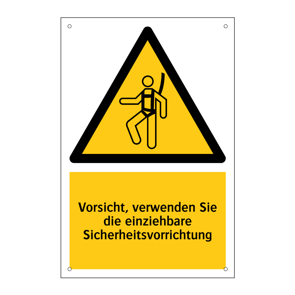 Vorsicht, verwenden Sie die einziehbare Sicherheitsvorrichtung