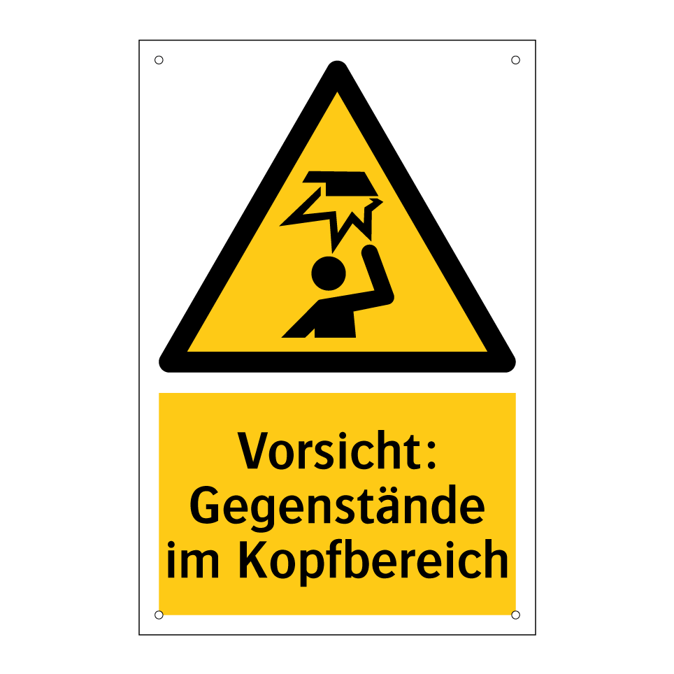 Vorsicht: Gegenstände im Kopfbereich