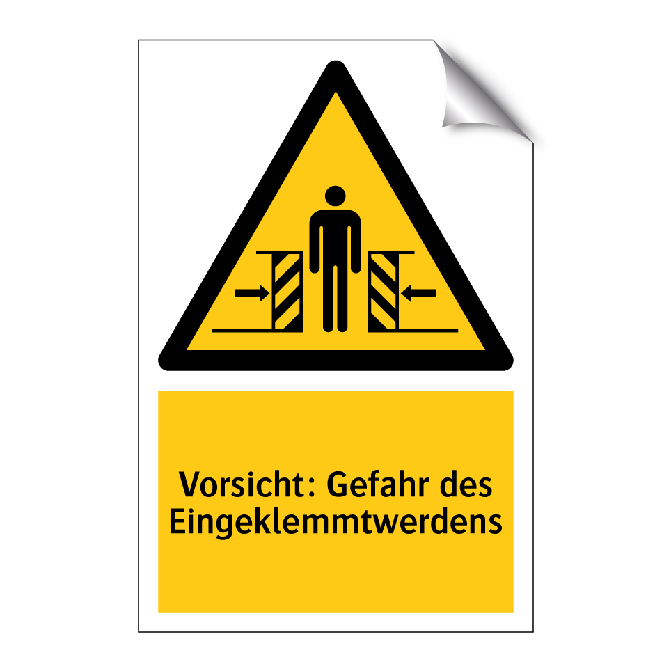 Vorsicht: Gefahr des Eingeklemmtwerdens