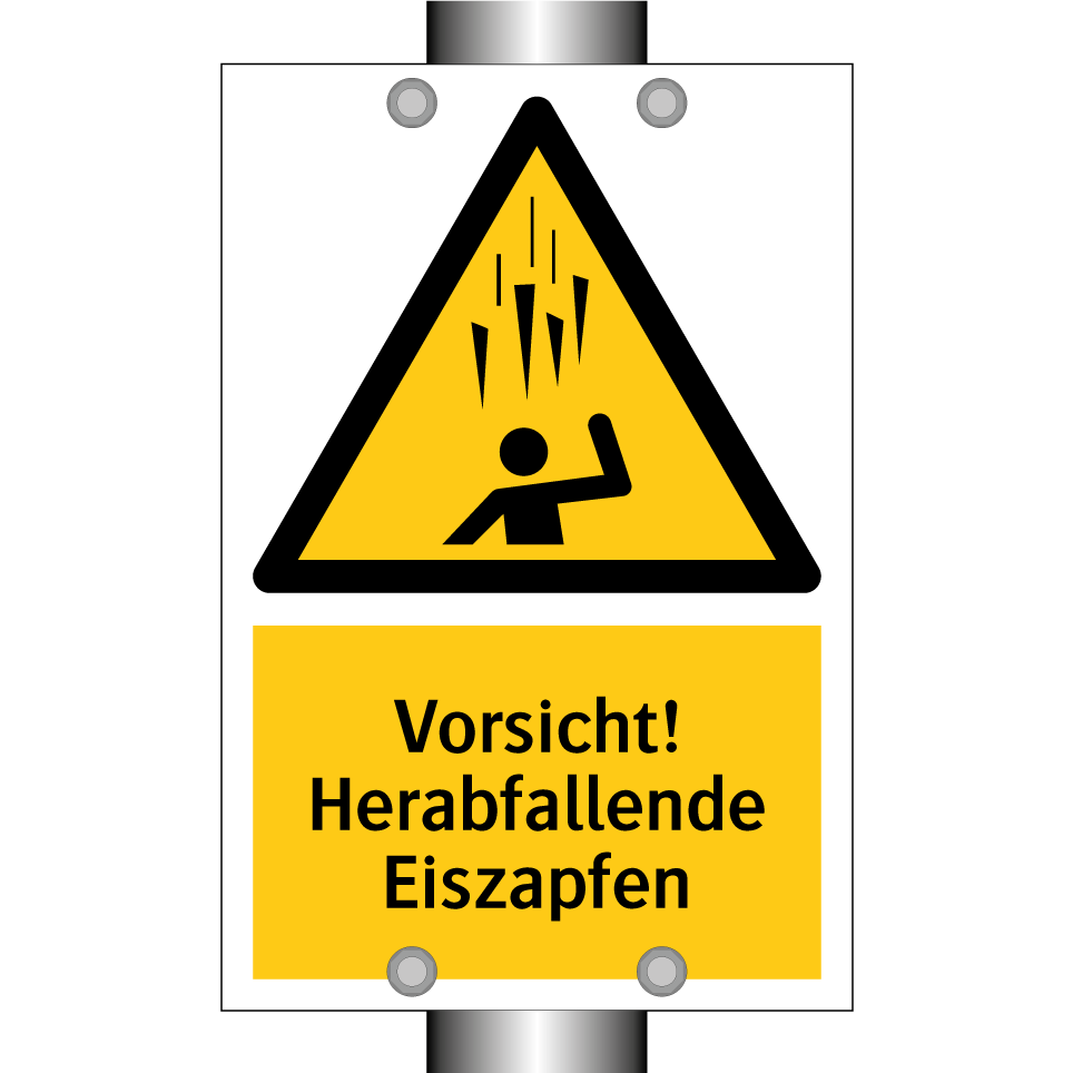 Vorsicht! Herabfallende Eiszapfen