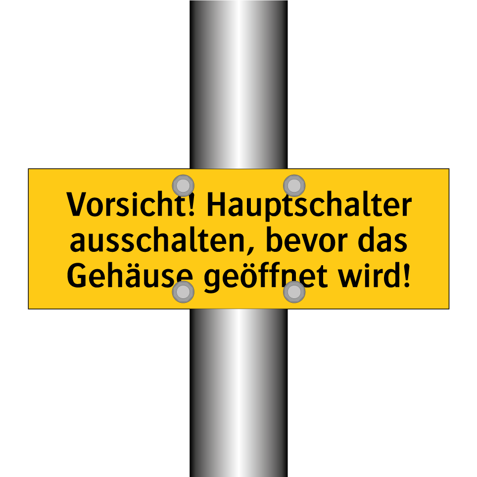 Vorsicht! Hauptschalter ausschalten, bevor das Gehäuse geöffnet wird!
