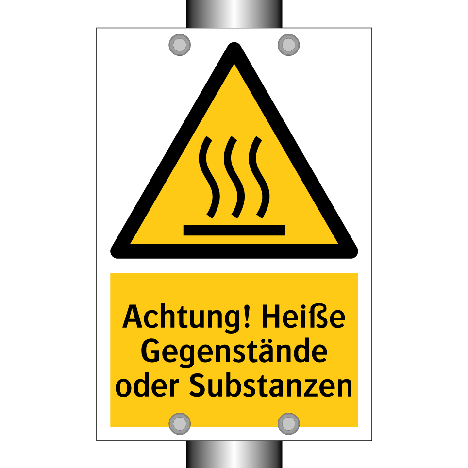 Achtung! Heiße Gegenstände oder Substanzen