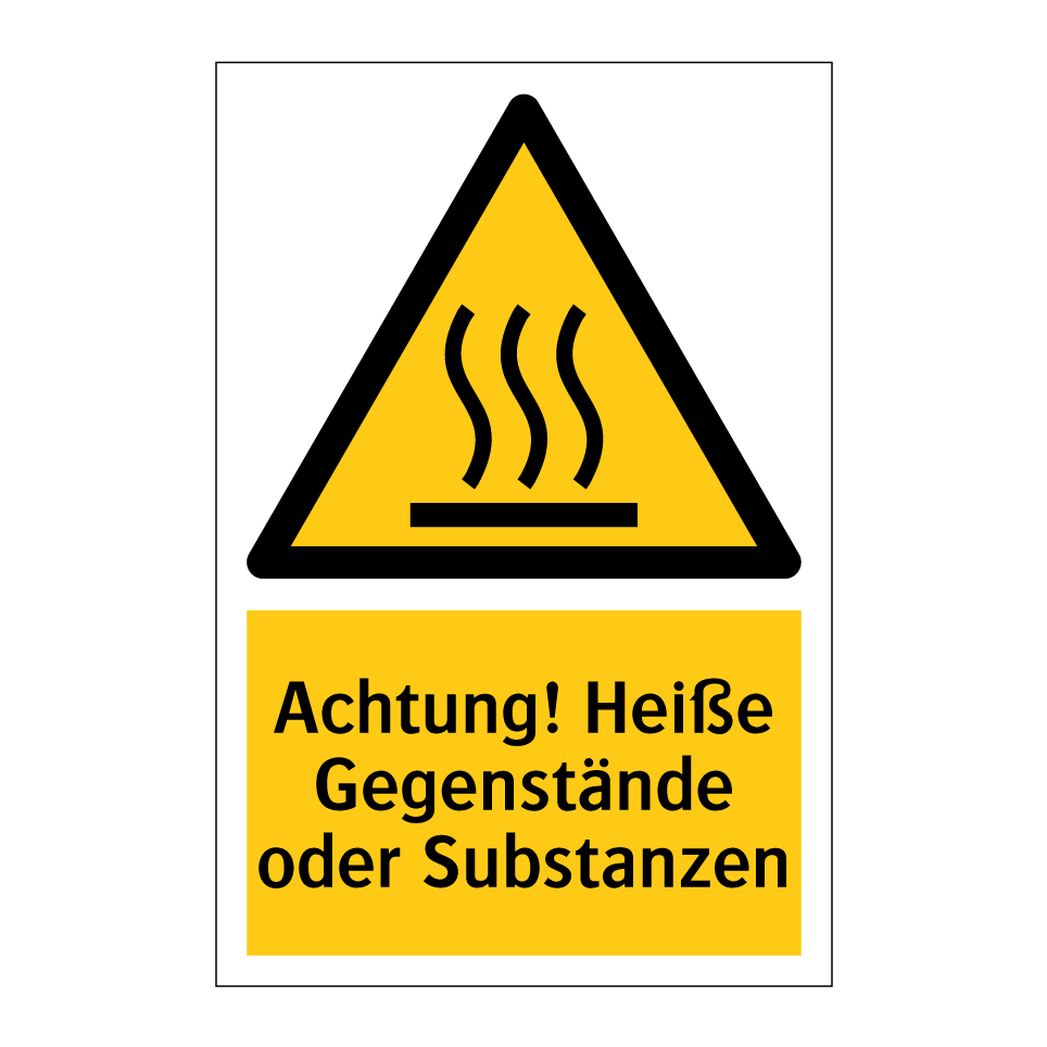 Achtung! Heiße Gegenstände oder Substanzen