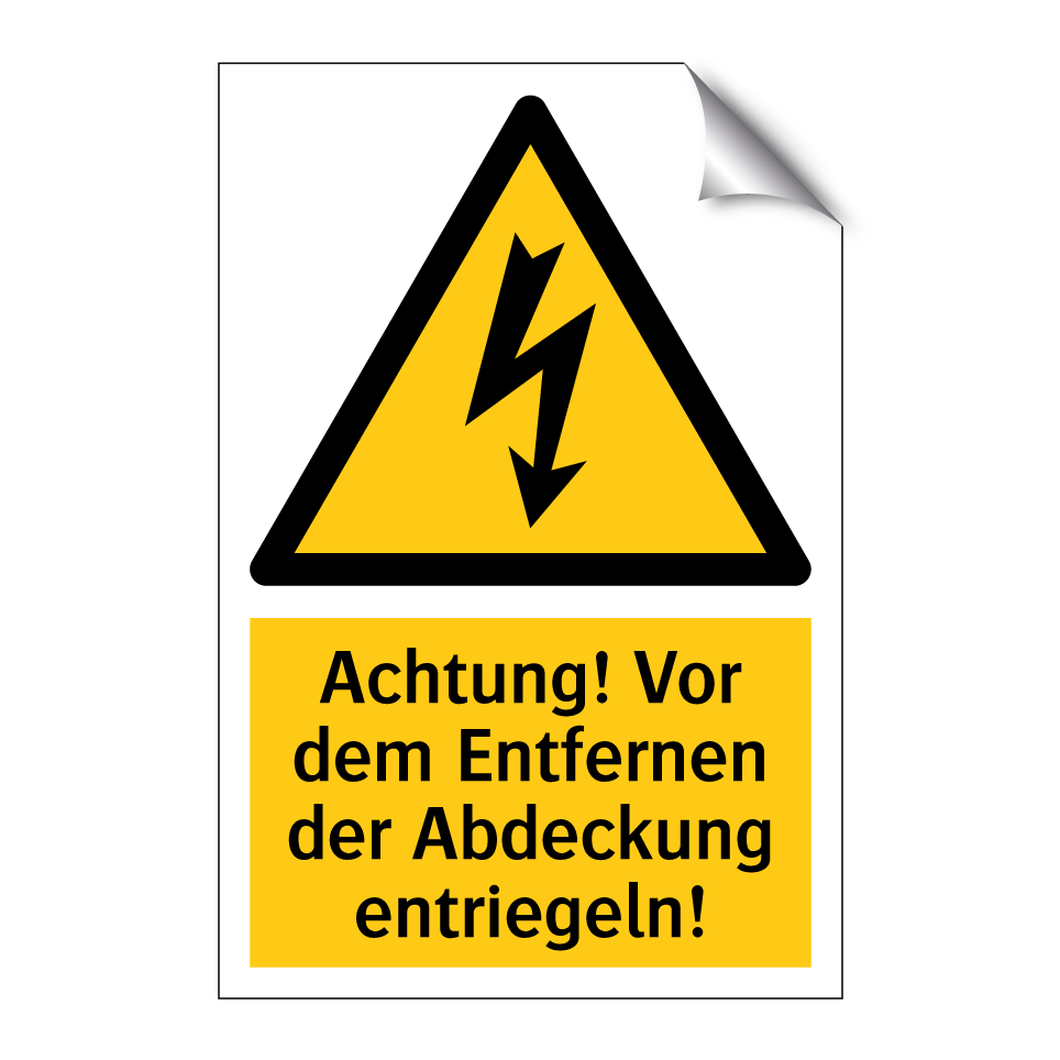 Achtung! Vor dem Entfernen der Abdeckung entriegeln!