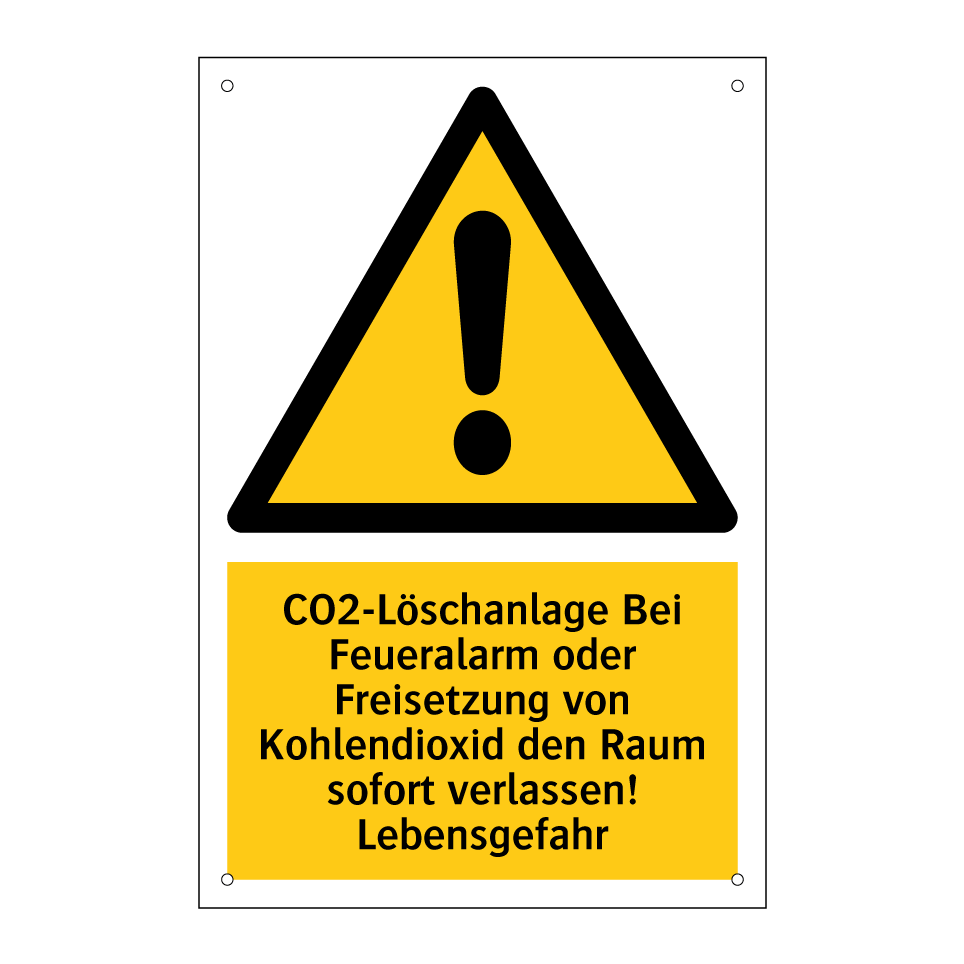 CO2-Löschanlage Bei Feueralarm oder Freisetzung von Kohlendioxid den Raum sofort verlassen! Lebensgefahr