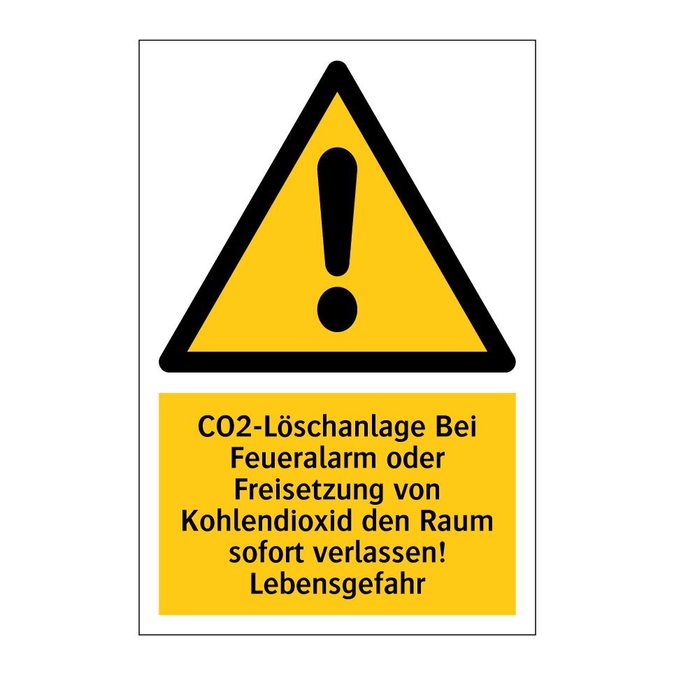 CO2-Löschanlage Bei Feueralarm oder Freisetzung von Kohlendioxid den Raum sofort verlassen! Lebensgefahr