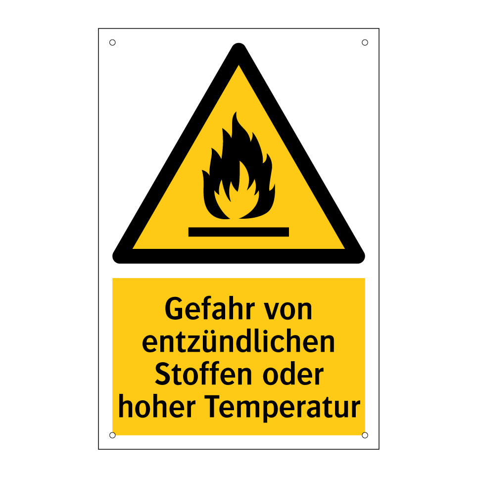 Gefahr von entzündlichen Stoffen oder hoher Temperatur