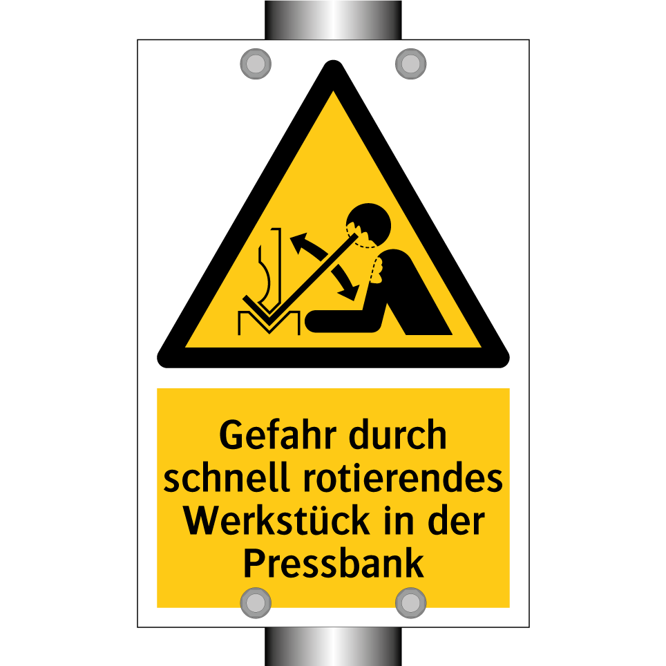 Gefahr durch schnell rotierendes Werkstück in der Pressbank