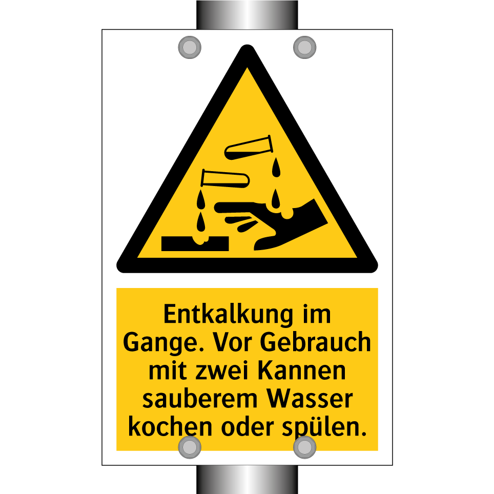 Entkalkung im Gange. Vor Gebrauch mit zwei Kannen sauberem Wasser kochen oder spülen.