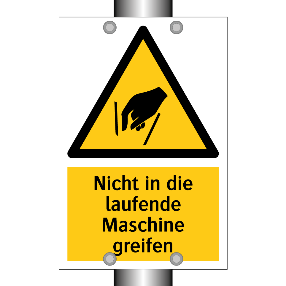 Nicht in die laufende Maschine greifen