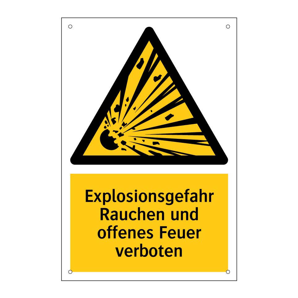 Explosionsgefahr Rauchen und offenes Feuer verboten