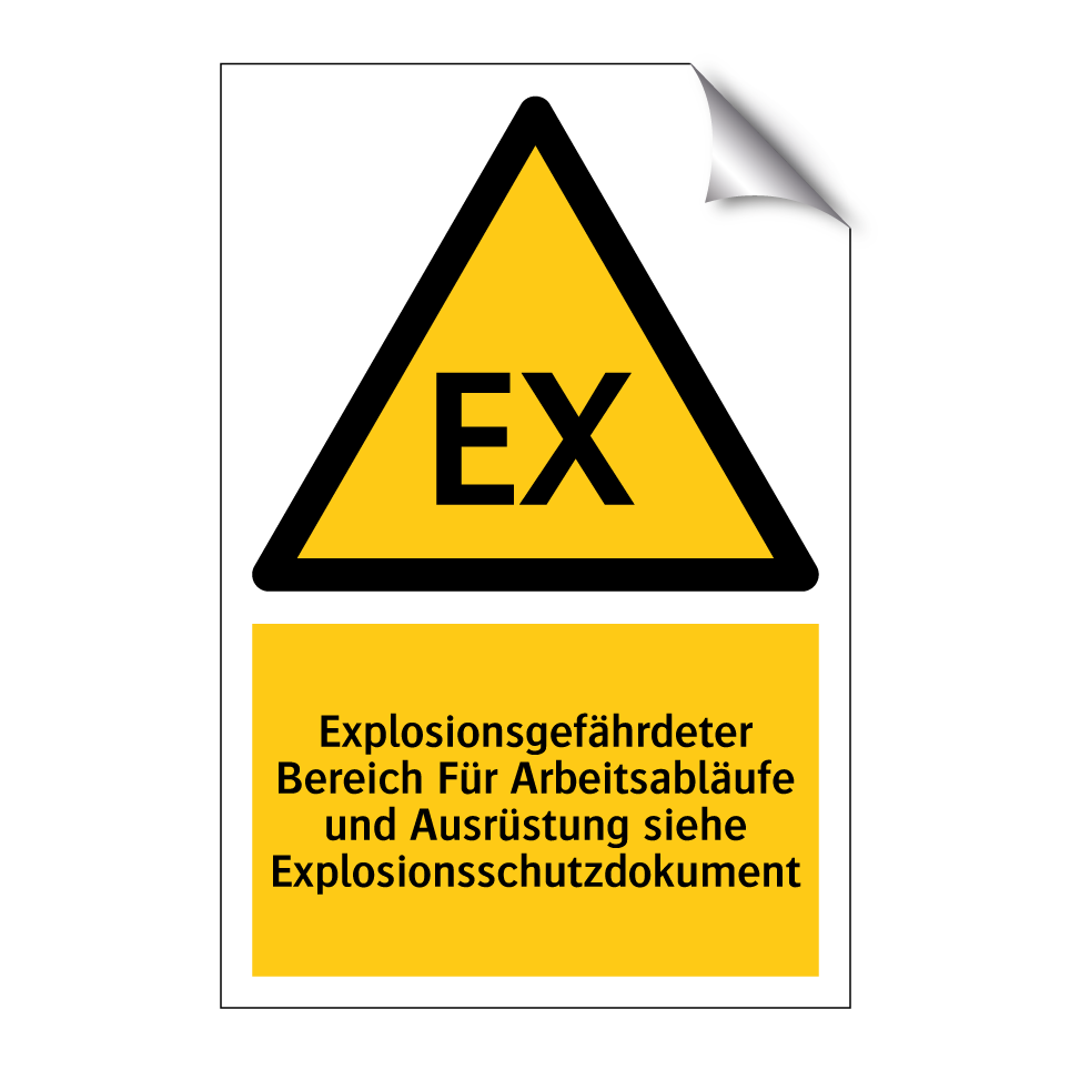 Explosionsgefährdeter Bereich Für Arbeitsabläufe und Ausrüstung siehe Explosionsschutzdokument