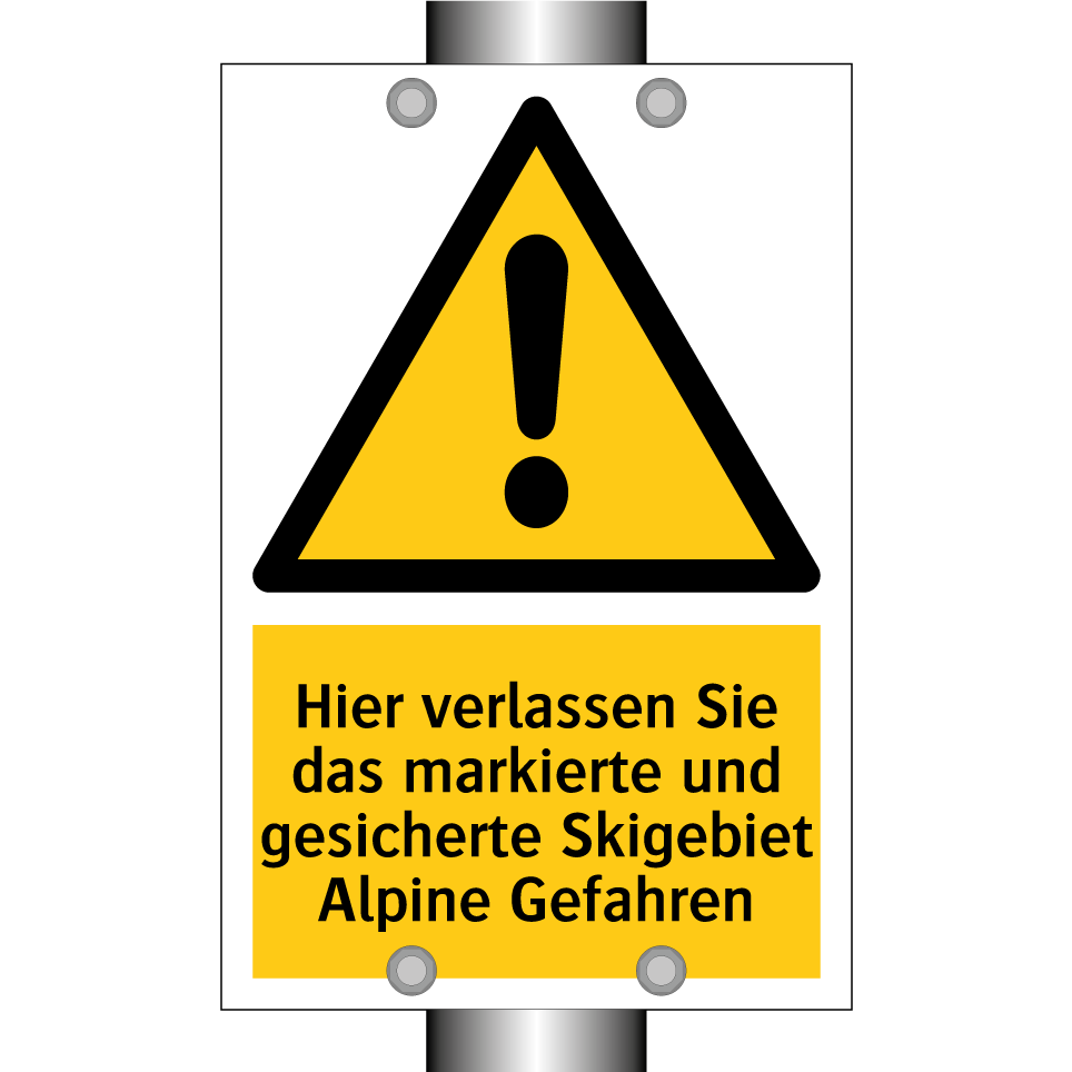 Hier verlassen Sie das markierte und gesicherte Skigebiet Alpine Gefahren