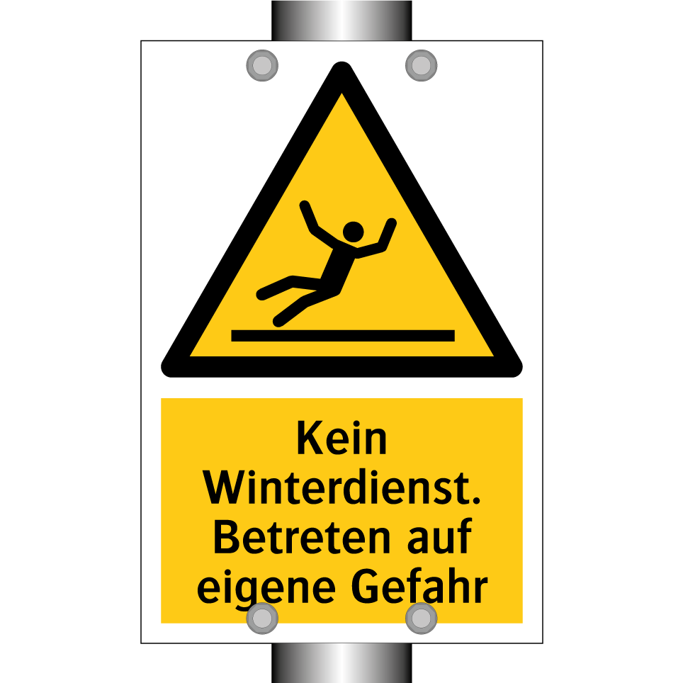Kein Winterdienst. Betreten auf eigene Gefahr