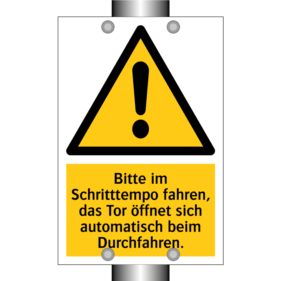 Bitte im Schritttempo fahren, das Tor öffnet sich automatisch beim Durchfahren.