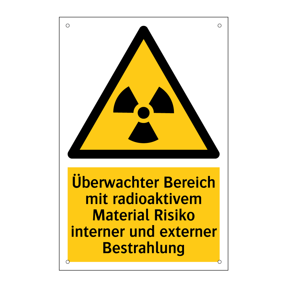 Überwachter Bereich mit radioaktivem Material Risiko interner und externer Bestrahlung