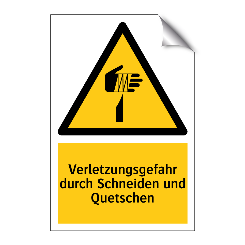 Verletzungsgefahr durch Schneiden und Quetschen