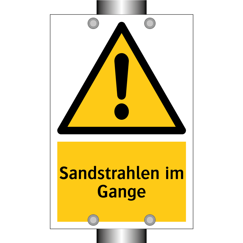 Sandstrahlen im Gange