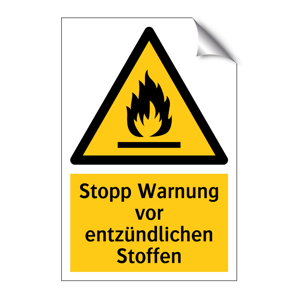 Stopp Warnung vor entzündlichen Stoffen