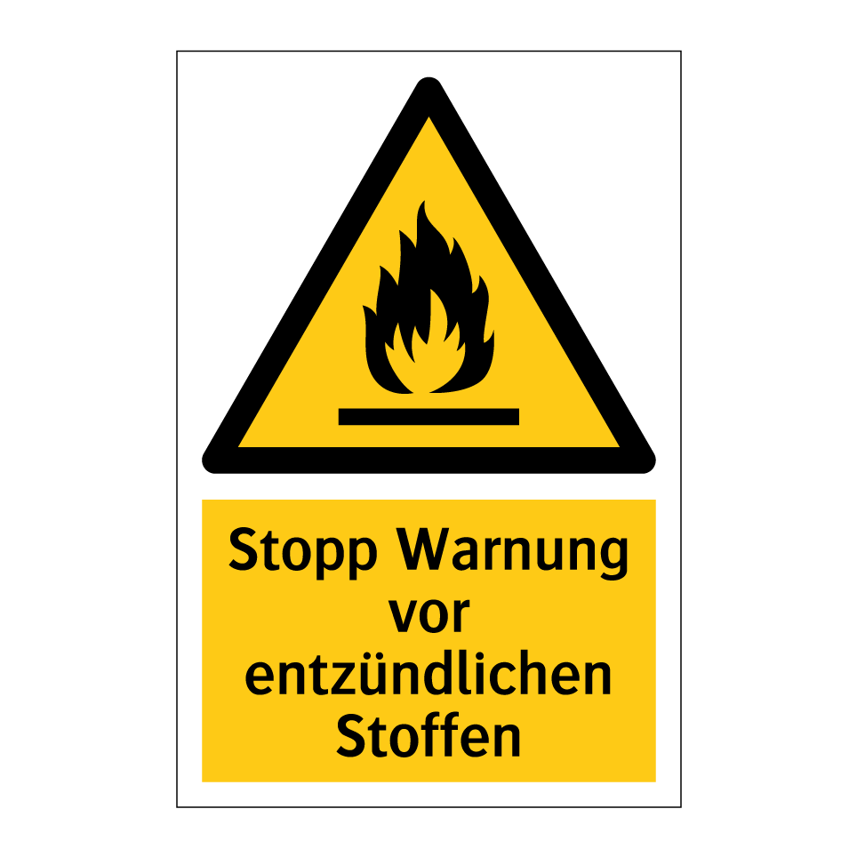 Stopp Warnung vor entzündlichen Stoffen