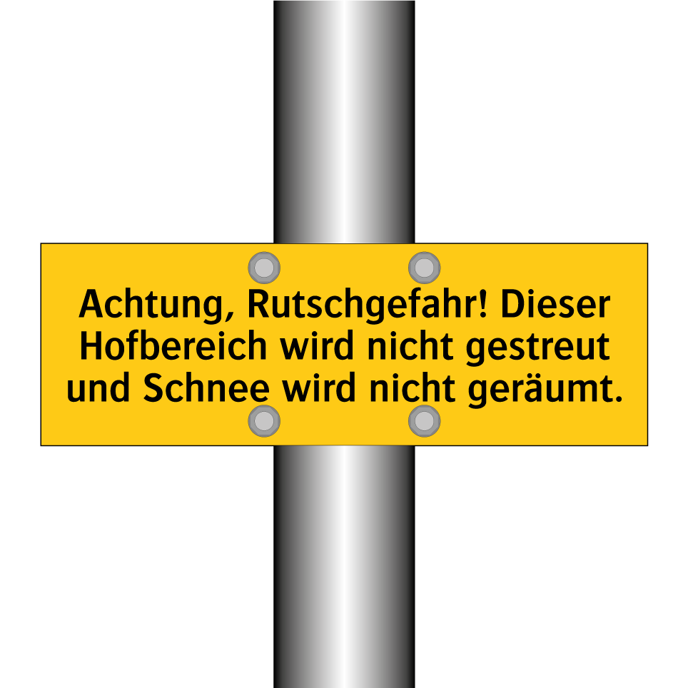Achtung, Rutschgefahr! Dieser Hofbereich wird nicht gestreut und Schnee wird nicht geräumt.