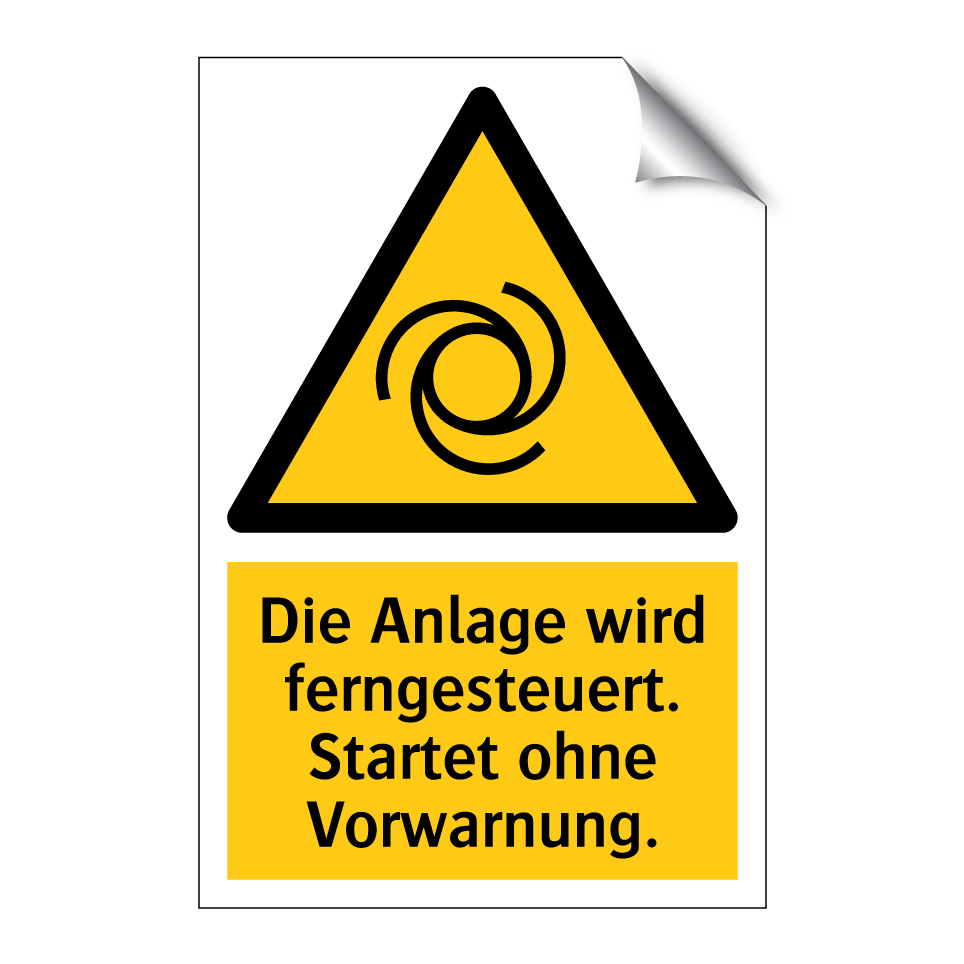 Die Anlage wird ferngesteuert. Startet ohne Vorwarnung.