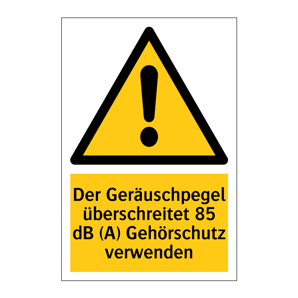 Der Geräuschpegel überschreitet 85 dB (A) Gehörschutz verwenden