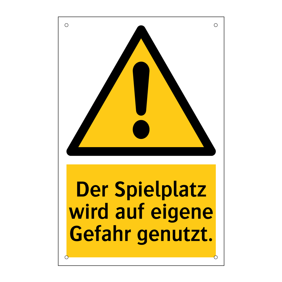 Der Spielplatz wird auf eigene Gefahr genutzt.