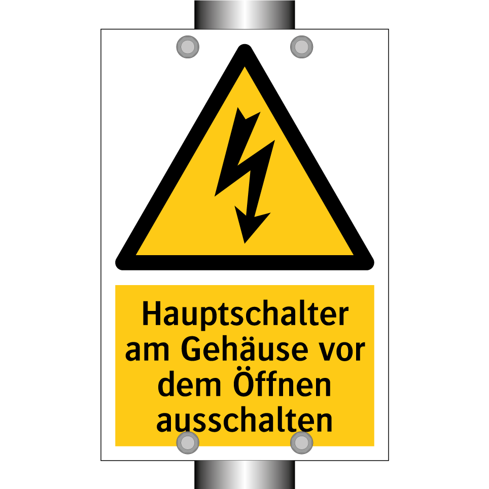 Hauptschalter am Gehäuse vor dem Öffnen ausschalten