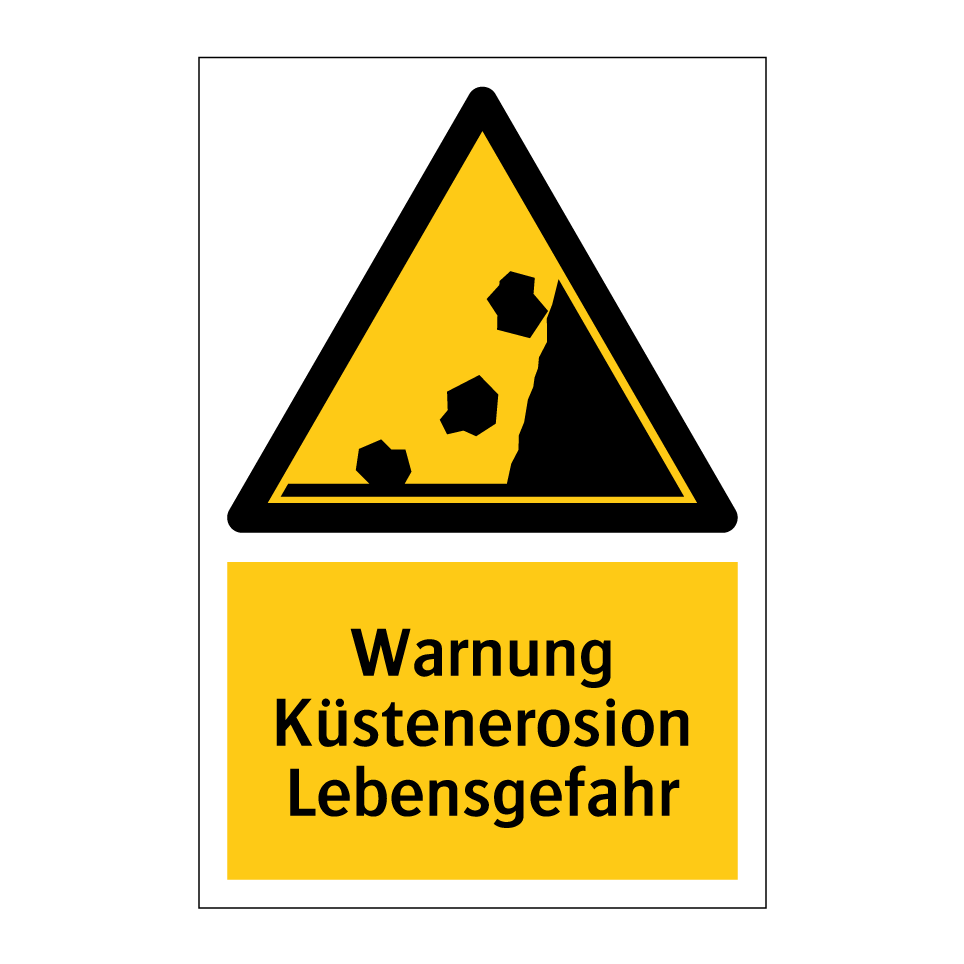 Warnung Küstenerosion Lebensgefahr