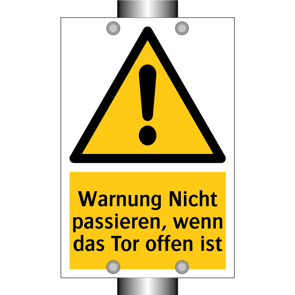 Warnung Nicht passieren, wenn das Tor offen ist
