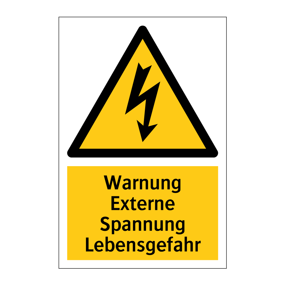 Warnung Externe Spannung Lebensgefahr