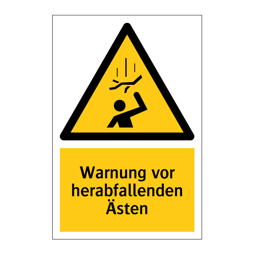 Warnung vor herabfallenden Ästen