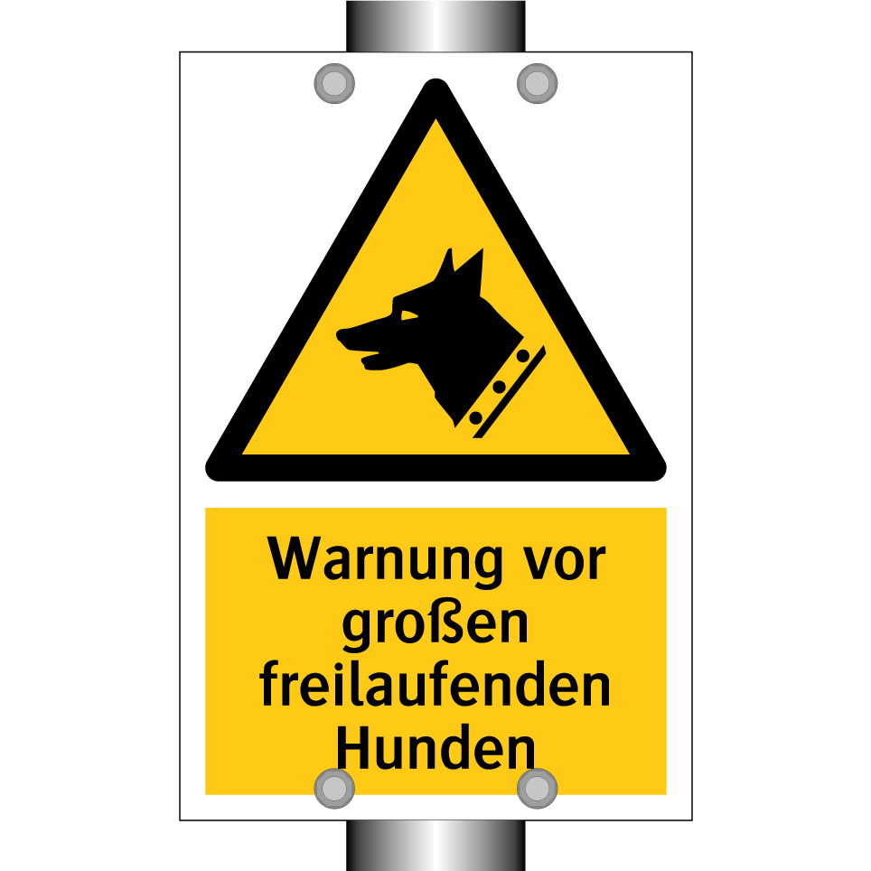 Warnung vor großen freilaufenden Hunden