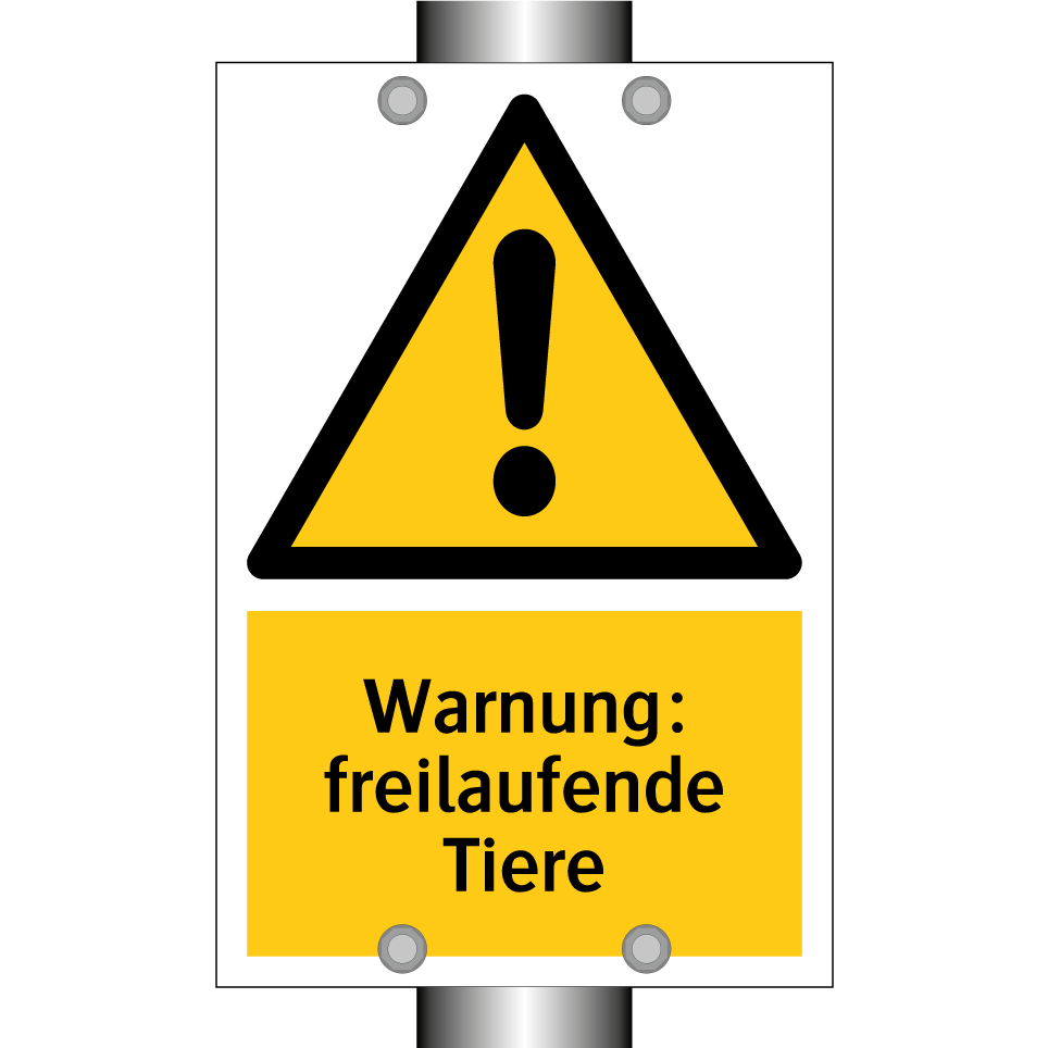 Warnung: freilaufende Tiere