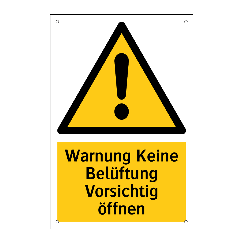 Warnung Keine Belüftung Vorsichtig öffnen