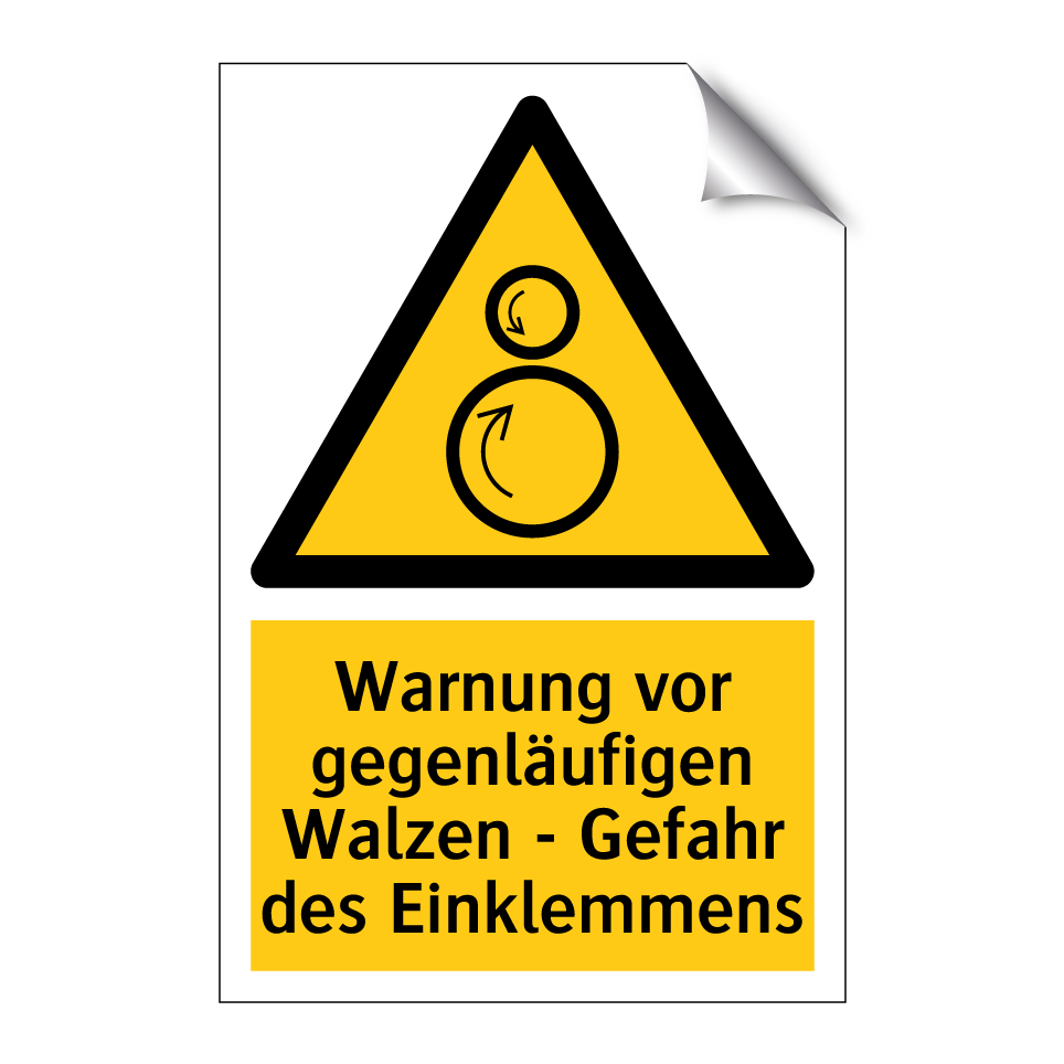 Warnung vor gegenläufigen Walzen - Gefahr des Einklemmens